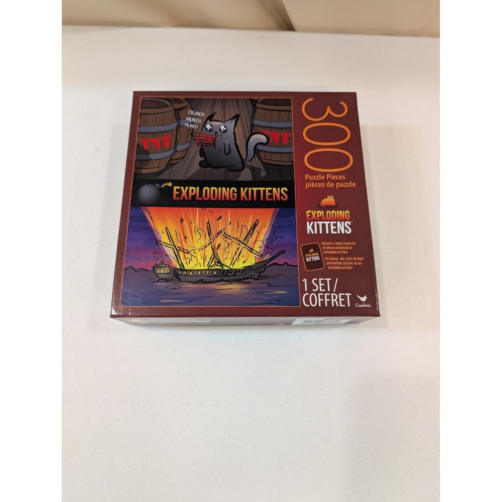 EXPLODING KITTENS‎ 300 Piece Puzzle TNT Ship Scene Bonus Card Gently Used